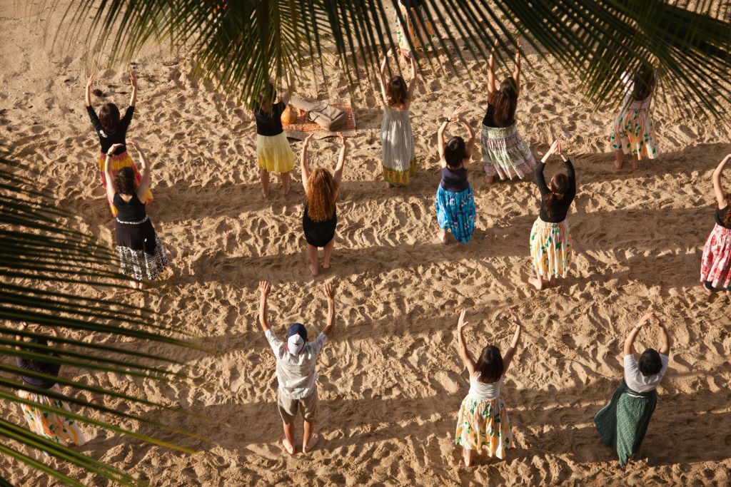 Hula dancing on the beach